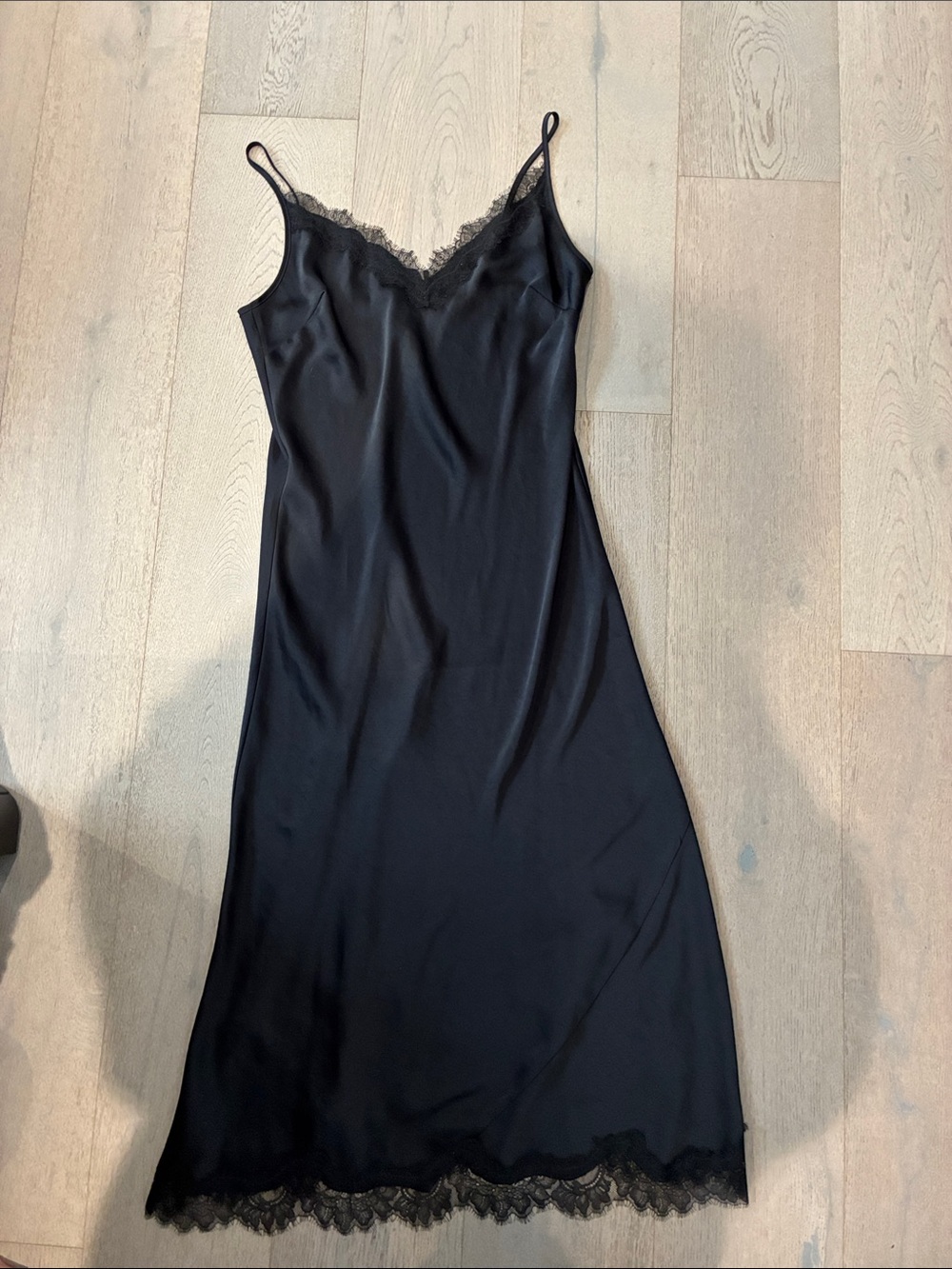 Aritzia - Wilfred Prelude Black Lace-Trim Slip Dress - NWT